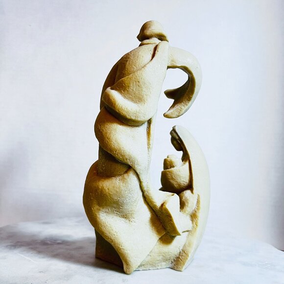 Nativity Jesus Mary and Baby Sandstone Candle Holder Figurine Sculpture Faith - Picture 3 of 7